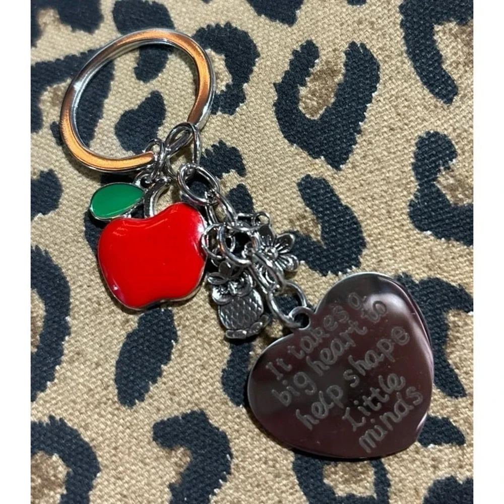 NEW Silver Teacher Keychain - Takes a Big Heart to Shape Little Minds, Heart